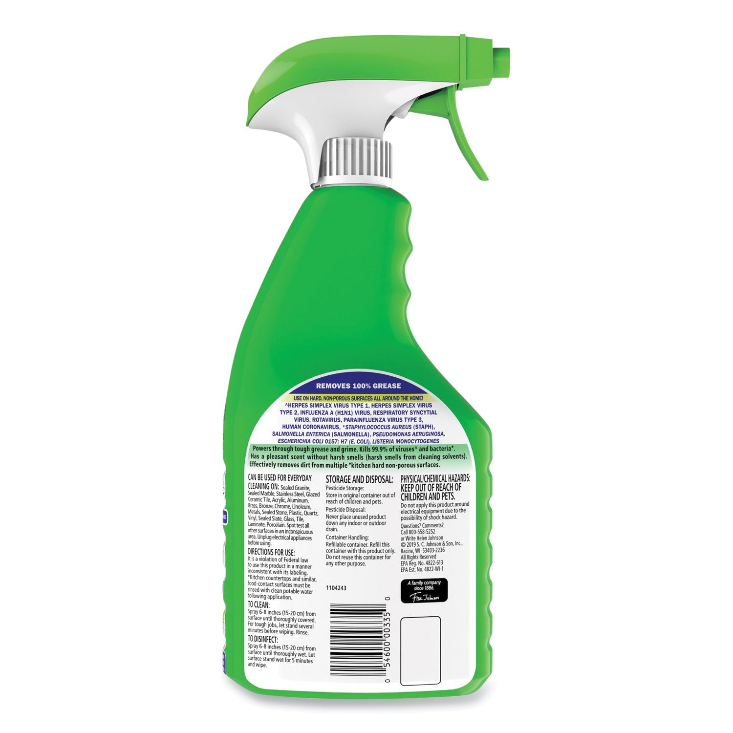 Fantastik Disinfectant Multi-Purpose Cleaner Lemon Scent, 32 oz Spray Bottle, 8/Carton